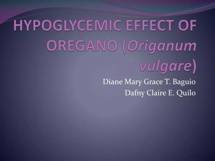 hypoglycemic effect of oregano origanum vulgare