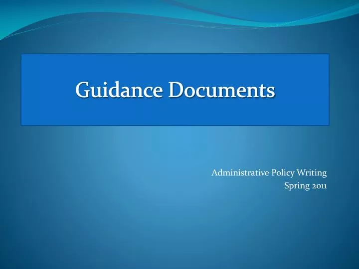 guidance documents