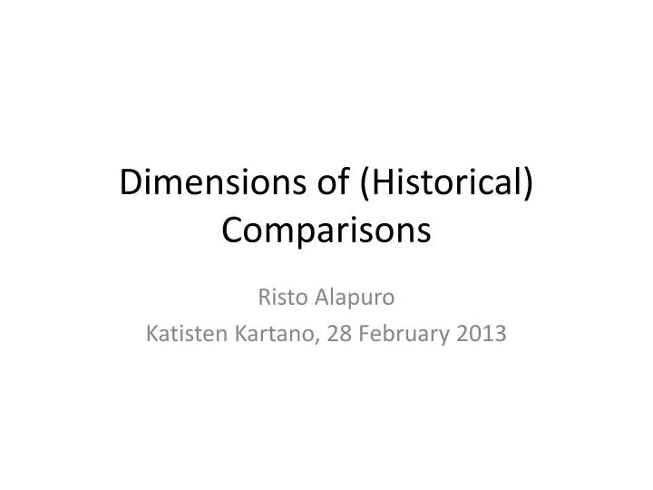 dimensions of historical comparisons