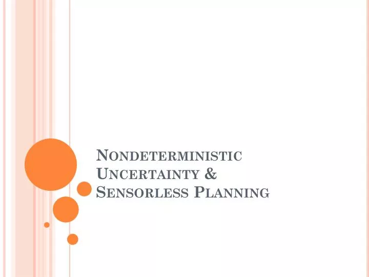 nondeterministic uncertainty sensorless planning