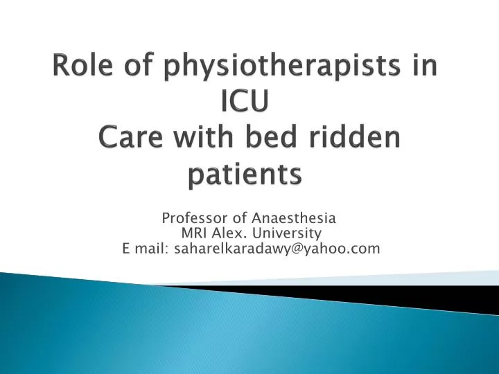 role of physiotherapists in icu care with bed ridden patients