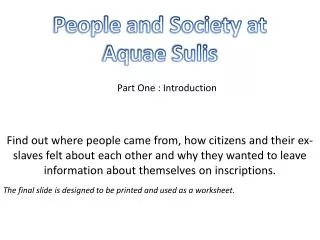 people and society at aquae sulis