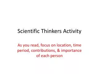 Scientific Thinkers Activity