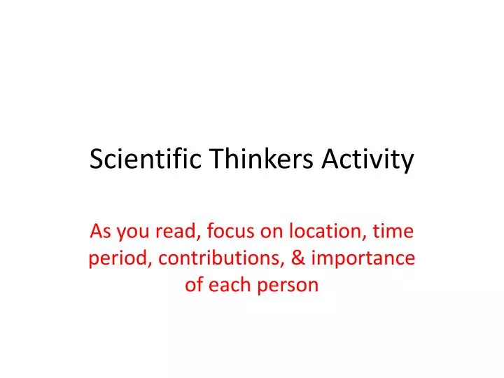 scientific thinkers activity