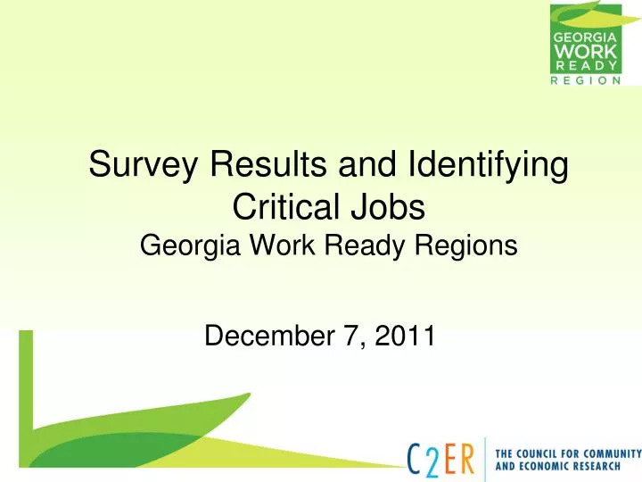 survey results and identifying critical jobs georgia work ready regions