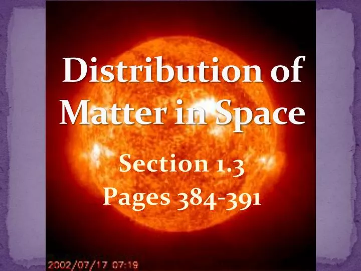 distribution of matter in space