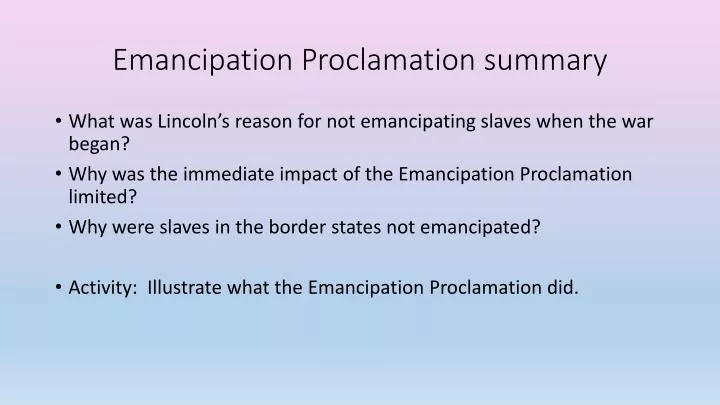 emancipation proclamation summary