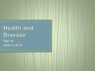 Health and Disease