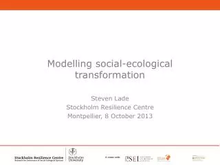 Modelling social-ecological transformation