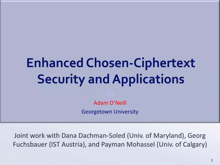 enhanced chosen ciphertext security and applications