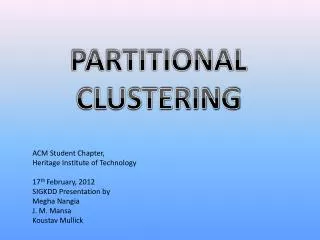 PARTITIONAL CLUSTERING