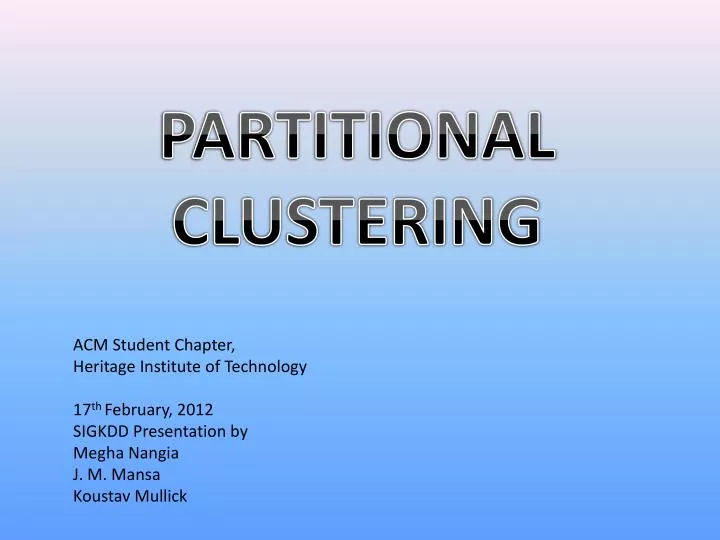 partitional clustering