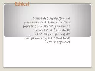 Ethics :