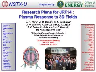 Research Plans for JRT14 : Plasma Response to 3D Fields