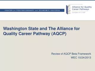 Washington State and The Alliance for Quality Career Pathway (AQCP)