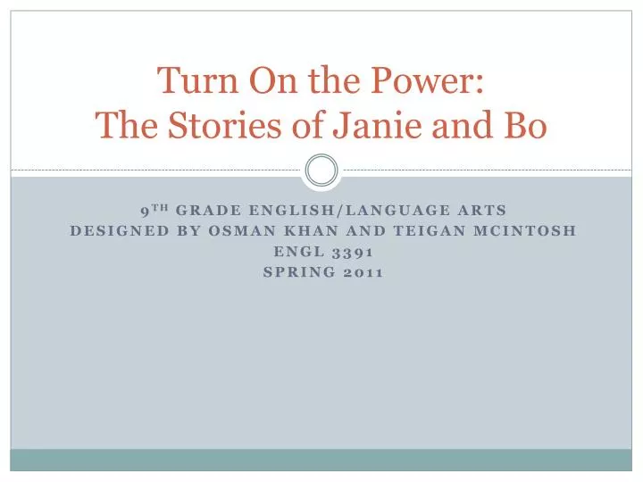 turn on the power the stories of janie and bo