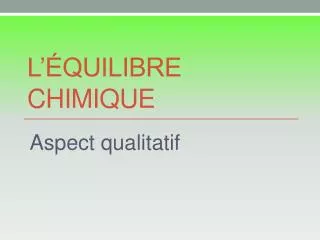 l quilibre chimique