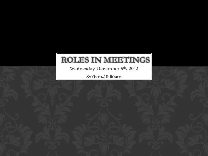 roles in meetings