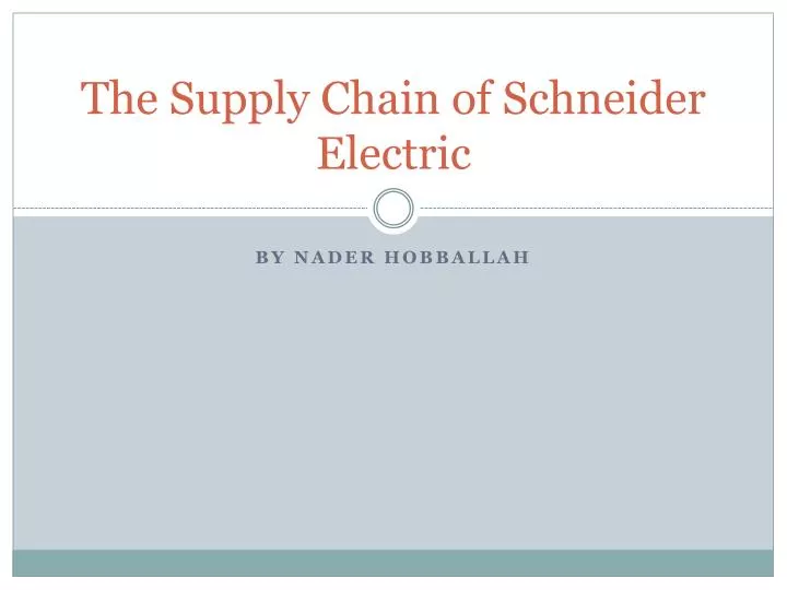 the supply chain of schneider electric