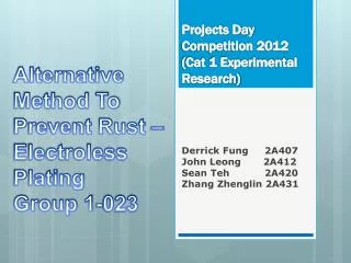 Projects Day Competition 2012 (Cat 1 Experimental Research)