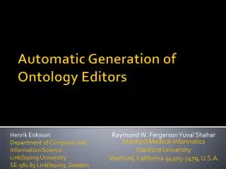 Automatic Generation of Ontology Editors