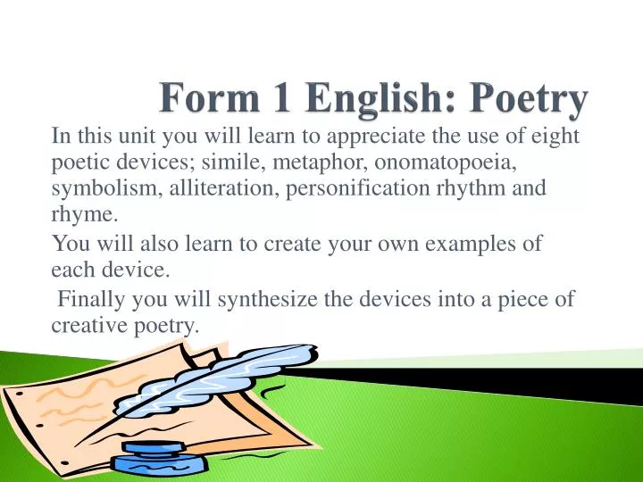 form 1 english poetry