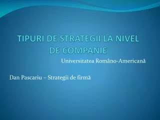 tipuri de strategii la nivel de companie