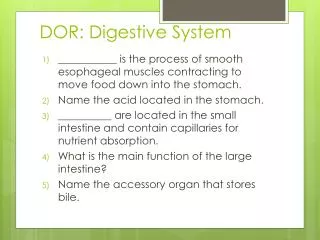 DOR: Digestive System