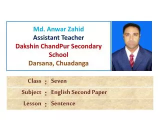 Md. Anwar Zahid Assistant Teacher Dakshin ChandPur Secondary School Darsana, Chuadanga