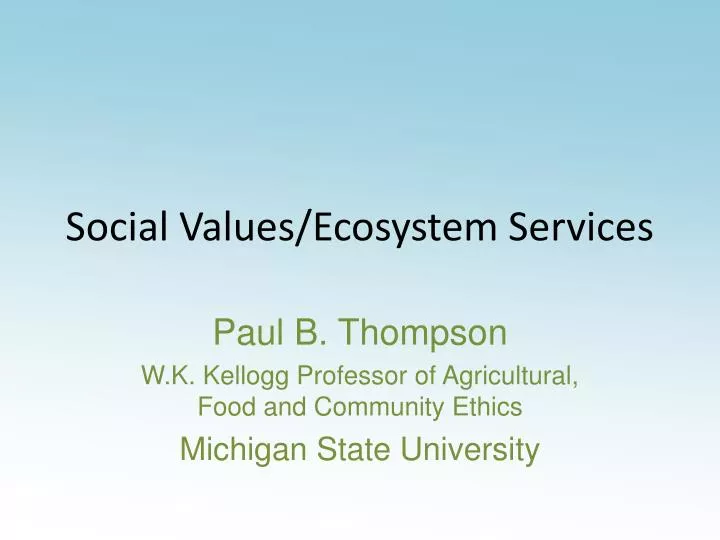 social values ecosystem services