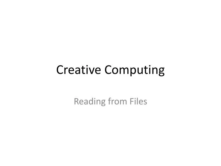 creative computing