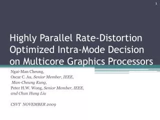 Highly Parallel Rate-Distortion Optimized Intra-Mode Decision on Multicore Graphics Processors