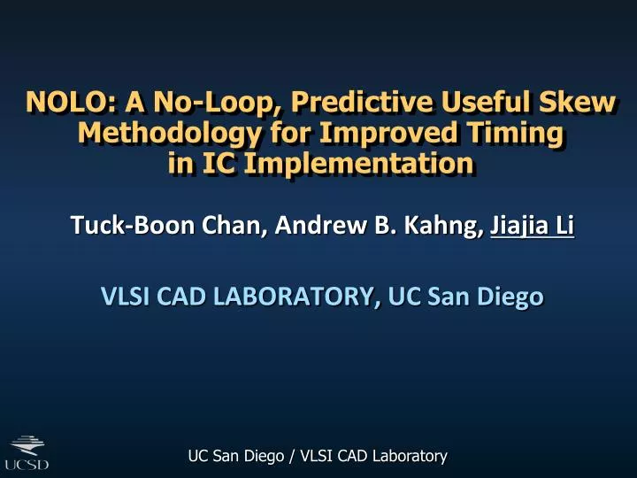 nolo a no loop predictive useful skew methodology for improved timing in ic implementation