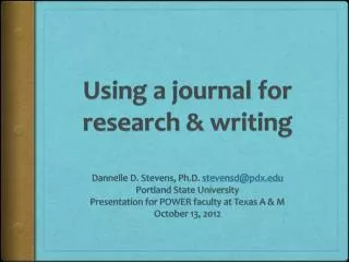 Using a journal for research &amp; writing