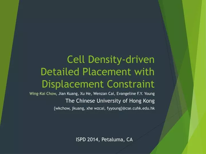 cell density driven detailed placement with displacement constraint