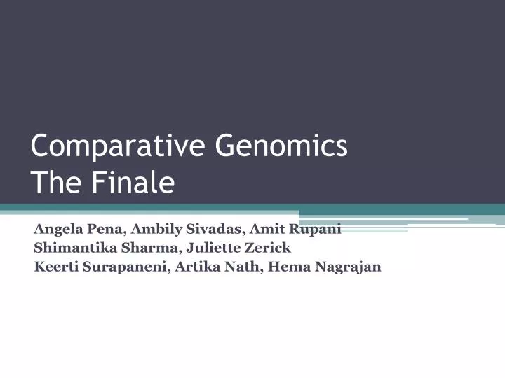 comparative genomics the final e