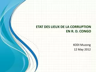 etat des lieux de la corruption en r d congo