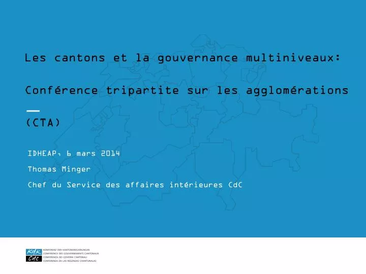 les cantons et la gouvernance multiniveaux conf rence tripartite sur les agglom rations cta