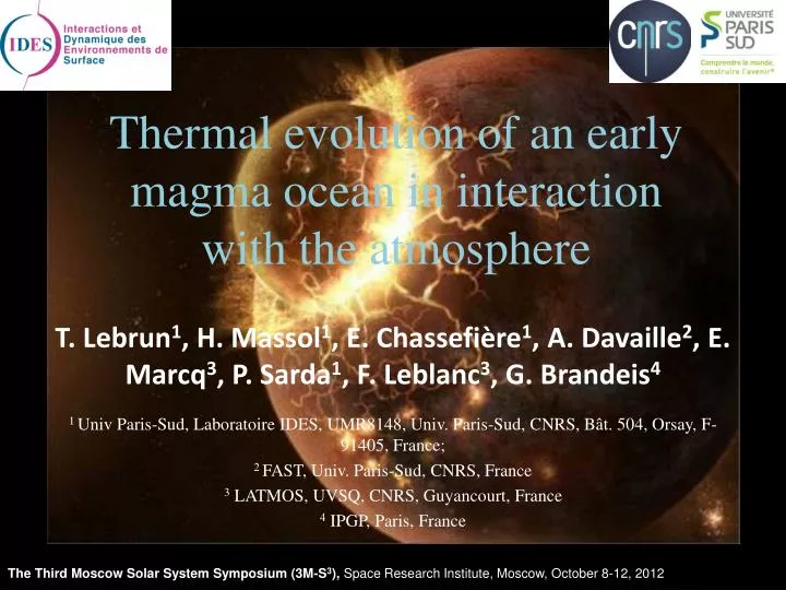 thermal evolution of an early magma ocean in interaction with the atmosphere