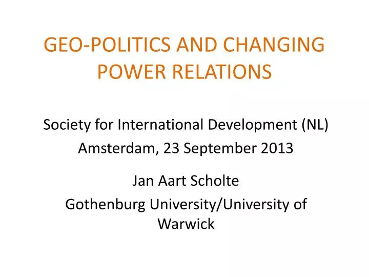 geo politics and changing power relations