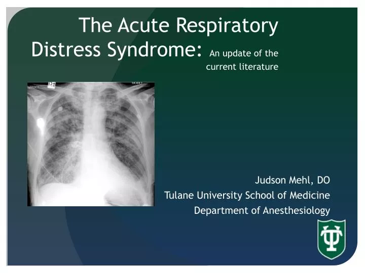 the acute respiratory distress syndrome an update of the current literature