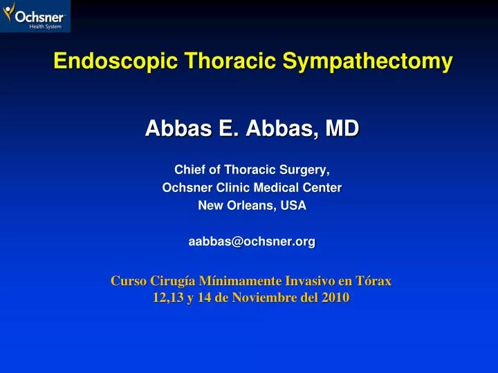 endoscopic thoracic sympathectomy