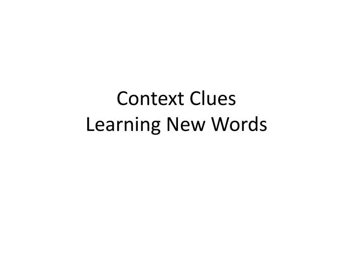 context clues learning new words