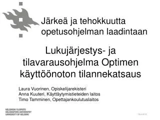 Järkeä ja tehokkuutta opetusohjelman laadintaan