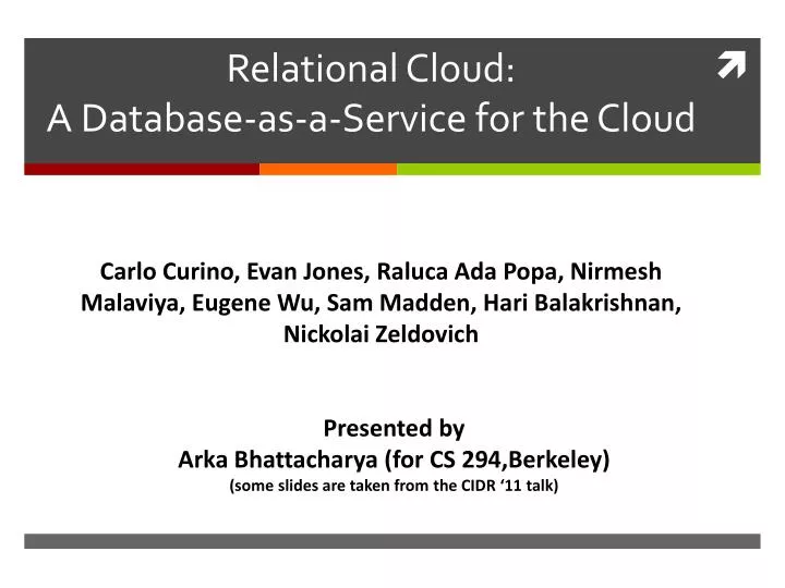 relational cloud a database as a service for the cloud