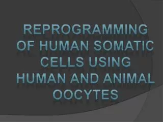 Reprogramming of Human Somatic Cells Using Human and Animal Oocytes