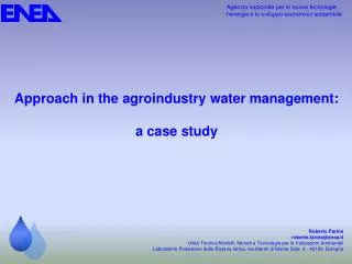 Approach in the agroindustry water management: a case study