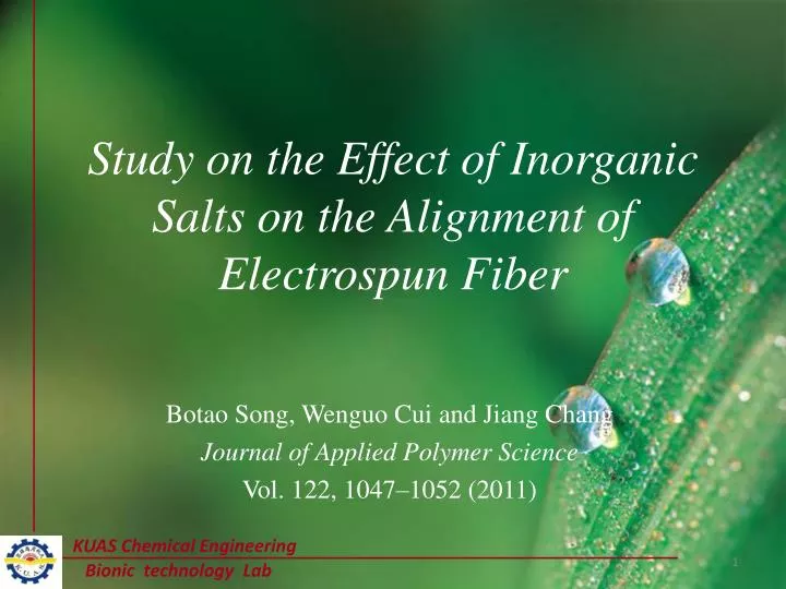 study on the effect of inorganic salts on the alignment of electrospun fiber