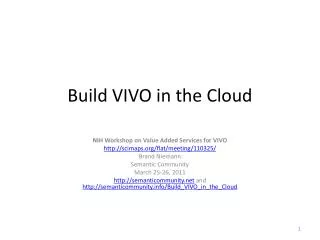 Build VIVO in the Cloud