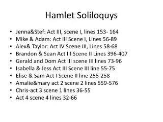 Hamlet Soliloquys